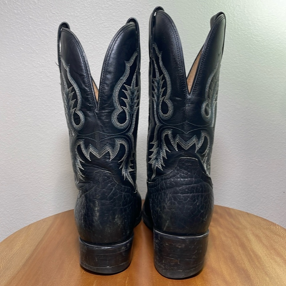 Men's Tony Lama Boot, Black Bullhide, Stockman Western CT2036 Size 9B *Details* - Picture 4 of 16